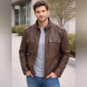 Danier Mens Genuine Leather Brown Jacket